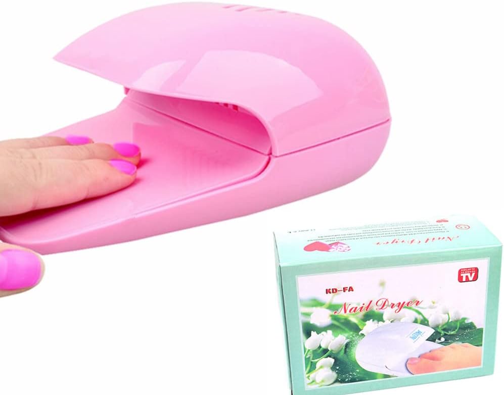 Portable Nail Fan Dryer for Nail Art Polish Gel, Quick Dry Nail Dryer Blower Machine for Nail Salons Fingernail Toenail (Pink)