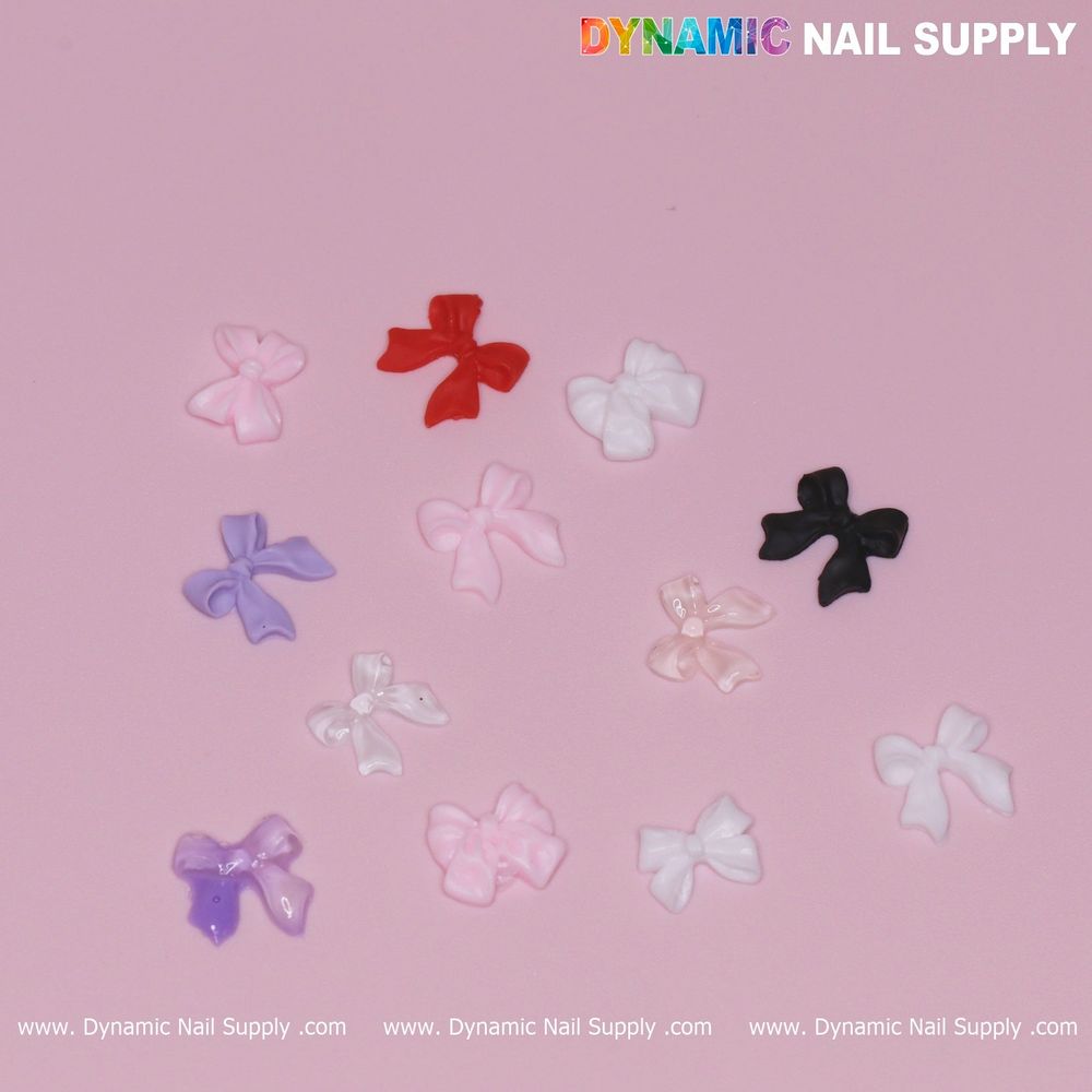 mixed resin bow nail charms pack - 6